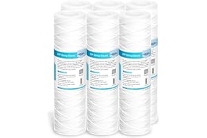 Membrane Solutions 10" Sediment Wasserfilter, Wickel Kartusche für Umkehrosmose, Wasserspeiseleitung & Partikelfiltration, Ersatzkartusche für universelles 25,4 cm RO-System - 20 Micron, 6 Stück