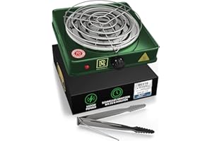 M. ROSENFELD Encendedor de Carbón Eléctrico - Encendedor de Carbón para Shisha Verde 1000W + Juego de Accesorios de Acero Inoxidable - Rápido, Seguro y Fiable para Carbón de Coco, Madera y Bambú
