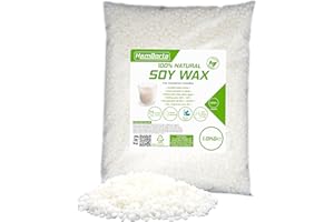 HemBorta® Cera di Soia per Contenitore Candele nel Lumini e Candele in Vetro 1KG, 100% Naturale Cera di Soia per la Produzione di Candele, Vegana Cera per Candela di Soia 1kg