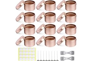 BEOIUCZZY 12 Stück Kerzendosen, 120 ml Kerzenbehälter Kerzengläser Runde Kerzengläser Schraubdeckel Metalldosen für Kerzen, DIY, Handwerk, Schmuck, Kosmetik DIY-Kerzenherstellungszubehör, Rose