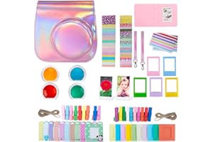 DIOXIDE Accesorios 13 en 1 compatibles con cámara instantánea Instax Mini 11/Mini 8/Mini 9, Incluyendo Funda para cámara, álbum y Otros Elementos para Recoger y Mostrar Fotos (Rainbow)