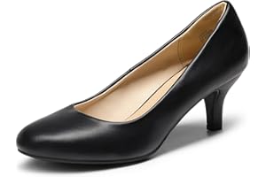 DREAM PAIRS Zapatos de Tacón Bajo Clásicos Mujer Zapatillas con Tacón Fina Zapatos de Salón PU