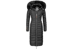 Navahoo Damen Wintermantel Warmer Steppmantel lang mit Kapuze Umay XS-XXL