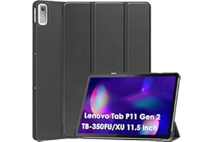 Case for Lenovo Tab P11 2nd Gen 11.5 inch,XLTTONG Auto Wake/Sleep Ultra Slim Protective three Folding Hard Back Shell Stand Cover for Lenovo Tab P11 Gen 2 TB-350FU/TB-350XC (Black)
