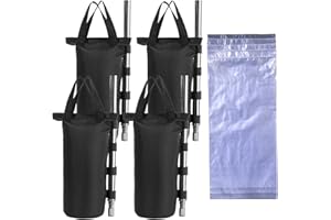 YELAIYEHAO Canopy Weight Bags Set with Water Storage Bags for Gazebo, Tent, Marquee, Carport, 4 Pack Sandbags and 4 Pack Water Bags, Black (Black, R-4PCS)