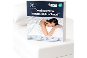 Ferò Coprimaterasso Matrimoniale Impermeabile 180x200 Premium in Tencel OEKO-TEX, Made in EU, Coprimaterasso Impermeabile con Angoli Elasticizzati, Traspirante e Antibatterico, Fino 30 cm di Altezza