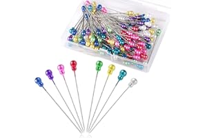 MUYAPAY 200 Alfileres con Cabeza, Alfileres de Colores de 56 mm, Alfileres de Costura de Acero Inoxidable para Tela, Fabricación de Tarjetas con Lata, para Manualidades, Costura, Dobladillos, Manualidades, Co