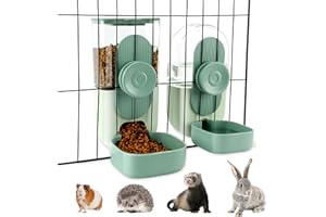 HYLYUN Distributeur pour Nourriture de Lapin 1L / 35oz Bouteille Suspendue pour cochons d'Inde, Distributeur Automatiqu pour Animaux, Cage à Lapins Mangeoire Furet pour hérissons Lapin (Bleu)