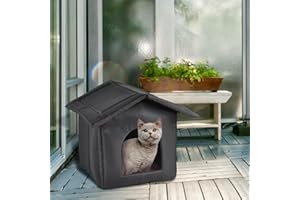 KOMSOUP Cat House For Outdoor Cats, Outdoor Cat House Weatherproof For Winter, Washable Cave Cat Bed & Cat Kennel, Outdoor Houses For Feral Cats Dogs, Cat Tent Foldable And Comfortable Stray Cat Shelter S//L