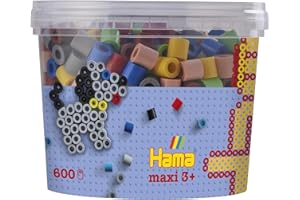 Hama Perlen 8573 Barattolo di Perline da Stirare con Circa 600 Perline da Lavoro Maxi Colorate con Diametro di 10 mm in Un Mix di Colori Solidi 2, Divertimento Creativo per Grandi e piccini