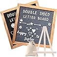 Palimpsest Double Sided Felt Letter Board with Rustic Wood Frame,439 Precut White Letters,Months & Days & Script Cursive Words,Wall & Tabletop Display Decor(25.4 x 25.4 cm）