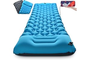 AKSOUL Materassino Campeggio Autogonfiabile Outdoor Ultraleggero - 10cm Spesso Autogonfiante Materasso Singolo Gonfiabile Lettino Portatile Pieghevole Tappetino Largo Impermeabili per Trekking Tende