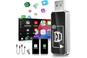 EVARY Adaptador inalámbrico Carplay y Android Auto, WiFi de 5 GHz CarPlay con Cable,Plug and Play Convierte cableado a inalámbrico para automóviles de 2015 y iOS 11+