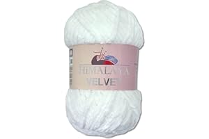 Wohnkult Himalaya - Gomitolo di lana Velvet Dolphin, soffice ciniglia, 100 g, per accessori, indumenti e coperte, 40 colori a scelta (90001 | bianco neve)