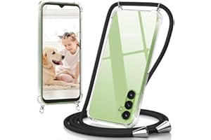 caslord Handykette Handyhülle mit Band für Samsung Galaxy A14 4G/5G, Handyband zum Umhängen Handy Umhängeband TPU Handyhülle mit Kette für Samsung Galaxy A14-Schwarz