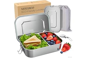 VITCOCO Lunch Box Bento Lunch Box Edelstahl Leakproof 1200 ml Lunchbox Kinder mit Fach – BPA-frei – Lunchbox für Picknick, Schule, Arbeit