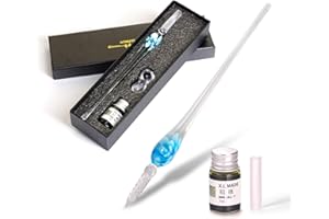 AOKUY Glasstifte-Set – Kalligraphie-Stift Schreiben, Glas Dip Pen und Tinte Set,für Grußkarten, Unterschriften, Zeichnen, Schreiben.