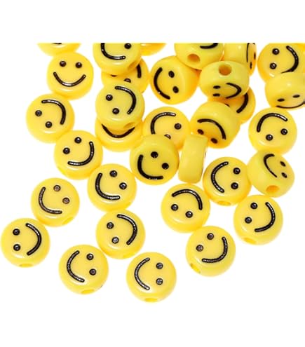 100 Stuks Smiley Kralen Geel, Smiley Kralen DIY Sieraden