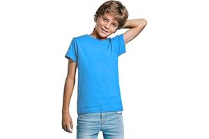 KINKIES Camiseta de Colores Manga Corta 100% Algodón para niños - Camiseta Unisex Cuello Redondo, cómoda, Suave, Lisa y Elegante