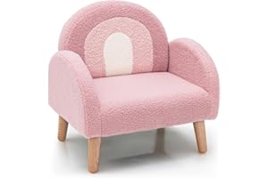 COSTWAY Fotel dziecięcy dla małych dzieci, sofa dziecięca tapicerowana z oparciem, krzesło dziecięce do pokoju dziecięcego, pokoju zabaw i przedszkola, 51 x 42 x 51 cm (różowy)
