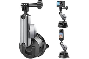REYGEAK Supporto a ventosa per telefono cellulare in lega di alluminio - per GoPro Hero,Insta360 /DJI,rotazione a 360° per uso intensivo con supporto per telefono e filettatura da 1/4 (Stile B)