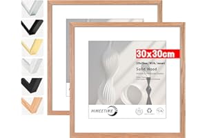 HIMEETIME® 2x Cadre photo 30x30 cm Chêne. En bois de chêne massif, pour photo 20 x 20 cm avec support pour 12 x 12 pouces sans support