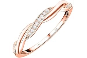 TJC Sterling Silver Rings for Women CZ Crossover Ring Eternity Promise Wedding Band Ring in Rhodium & Gold Plated 925 Silver Jewellery Engagement Rings for Her