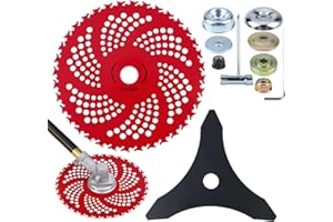 TBRFP 9" x 36 Brush Cutter Blades & 10" x 3 Teeth Carbon Steel Blades with Universal Adapter Kit for Professional Grass Trimmer, Weed Eater and Landscaping Tools