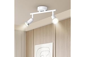 DOUGHELEC Dougelec Plafonnier Spot Plafond 2 Spots LED Orientable GU10 Éclairage de Plafond Plafonnier Luminaire Spot Applique Muraux Moderne Intérieur pour Cuisine Salon Chambre 230V, Blanc Sans Ampoule