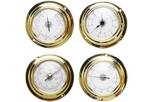 Tree2018 Set di 4 stazioni meteorologiche mini 98 mm accessori marini igrometro a parete strumento barca portatile accurato barometro orologio