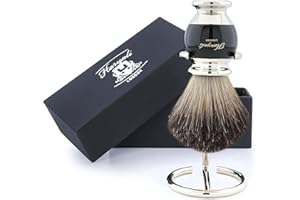 HARYALI LONDON Rasatura da uomo in puro tasso nero pennello da barba e porta pennello
