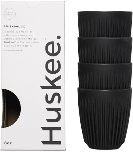 HuskeeCup Espresso-Set – 2 Tassen + Untertassen Aus Recycelten Kaffeeschalen, 85 Ml, Spülmaschinenfest