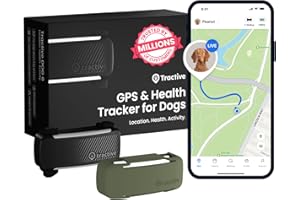 Tractive Smart Dog Tracker Bundle with Olive Cover | 2025 Edition | Real-Time GPS Tracking | Escape & Health Alerts | Vitals Monitoring | Market Leader (Black)