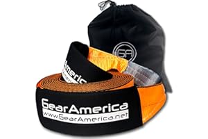 GA GEARAMERICA GearAmerica Recovery Tow Strap Heavy Duty Labor getestet 41.455 lbs(20,7 Tonnen) Strength Triple-Reinforced Loops+Schutzhüllen Notfall LKW Abschleppen Freie Aufbewahrungstasche+Strap 4" x 30' Orange