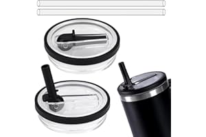 CHRI 2 STK Ersatzdeckel für Stanley cup, deckel zubehör für stanley cup mit 2 STK Ersatz Strohhalm (2 STK Schwarz,40oz)