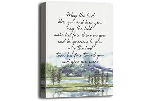 Canvas Wall Art Numbers 6:24-26- May The Lord Bless You and Protect You Scripture Sign, Bible Verse Inspirational Decor Wall Art, Christian Religious Scripture Wall Decor, Gift for Home Decor 12x15