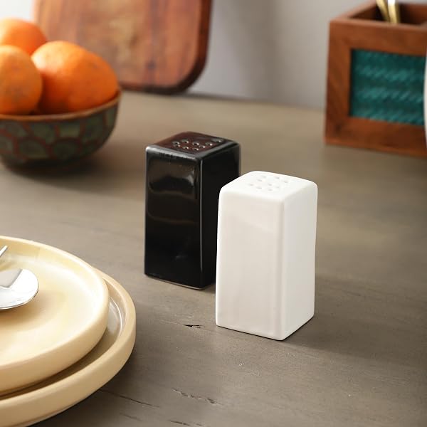 Buy Black & White Rectangular Ceramic Salt and Pepper Shaker Set