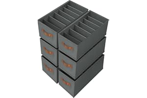 BOWSHA Schrank Organizer kleiderschrank 6 Stück 7 Fächer - Faltbare & Stabilisieren Schubladen Ordnungssystem Mit Grundplatte für Aufbewahrung Kleidung, Tshirts, Hosen, Unterwäsche (34 * 17 * 12cm)