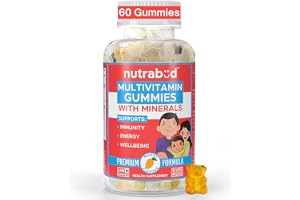 Nutrabud Multivitamin Gummies for Kids, Men, Women, Adults No Added Sugar For- Healthy Growth, Immunity & Energy Mango Flavor Veg Gummy Bears Supplement - 60 Count (Pack Of 1)