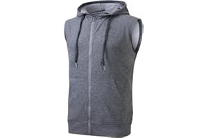 Cabeen Uomo Felpa con Zip e Cappuccio Senza Maniche Palestra Canotta Bodybuilding Gilet con Tasche