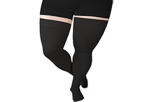 FITTOO Calcetines de Compresión 20-30 mmHg Muslo Medias Altas para Deportes Embarazo Trabajo en Oficina Viajes en Avión Venas Varicosas Edema Hombres y Mujeres 1 Par