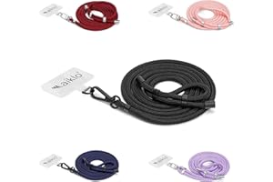 Aiklo | Colgante Universal teléfono móvil para Colgar Hombro/Cuello | Compatible e Intercambiable Entre Fundas | Correa Regulable en Altura Doble Anclaje | Cuerda de Nylon cómoda, Suave, Resistente