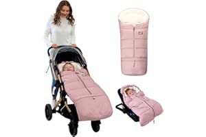 LAT LEE AND TOWN LAT Saco Silla Paseo Universal, Saco Carro Bebe Invierno con Sección Extensible Extraíble, Impermeable Saco Invierno Silla Paseo para Cochecito Carrito (Base, Rosa)