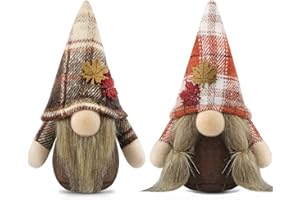 Gehydy Wichtel Herbst Dekoration 2er Set Herbstdeko Wichtel Figuren Autumn Decorations Zubehör für Home Küche