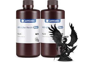 ANYCUBIC Żywica ABS-Like Pro 2, żywica do drukarek 3D, wysoka wytrzymałość z wysoką precyzją, żywica fotopolimerowa UV 405 nm do drukarek 3D LCD/DLP/SLA (czarna, 2KG)
