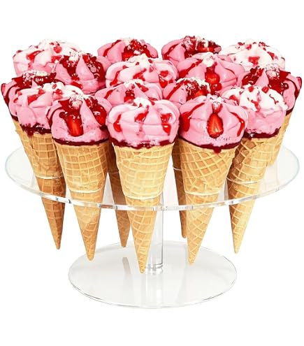 Présentoir Crème Glacée Acrylique Pétale SYXLS – Support 8 Cornets, Rectangle Double Couche, Pour Glaces & Desserts
