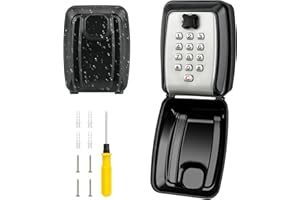 PAIRIER Key Safe Wall Mounted, Key Lock Box Outdoor Waterproof Extra Large Key Box Police Approved Lockbox 12-Digit Combination Key Storage Box with Weatherproof Cover for Home Garage School(Sliver)