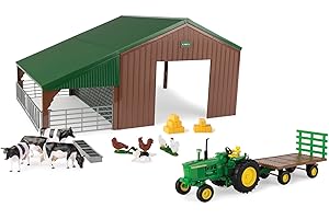 Britains John Deere Hangar de Ferme, Figurines d'animaux Compatibles avec Les tracteurs à l'échelle 1:32, Convient aux collectionneurs et aux Enfants à partir de 3 Ans, 47024, Rouge