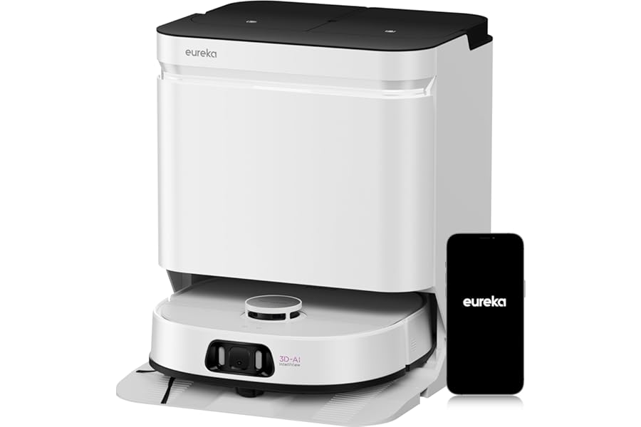 EUREKA J15 Ultra Robot Vacuum Cleaner, Powerful Suction 19,000 Pa, Hot Water Mop Wash at 75°C, Mapping with AI, Advanced Edge Cleaning, Self-Cleaning Station