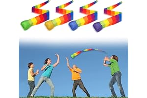 yeemeen Pelota de Espuma con Cola, 4Pcs Rainbow Tail Ball para Uso en Interiores y Exteriores,Juego de Habilidad para Niños, Atrapar y Lanzar
